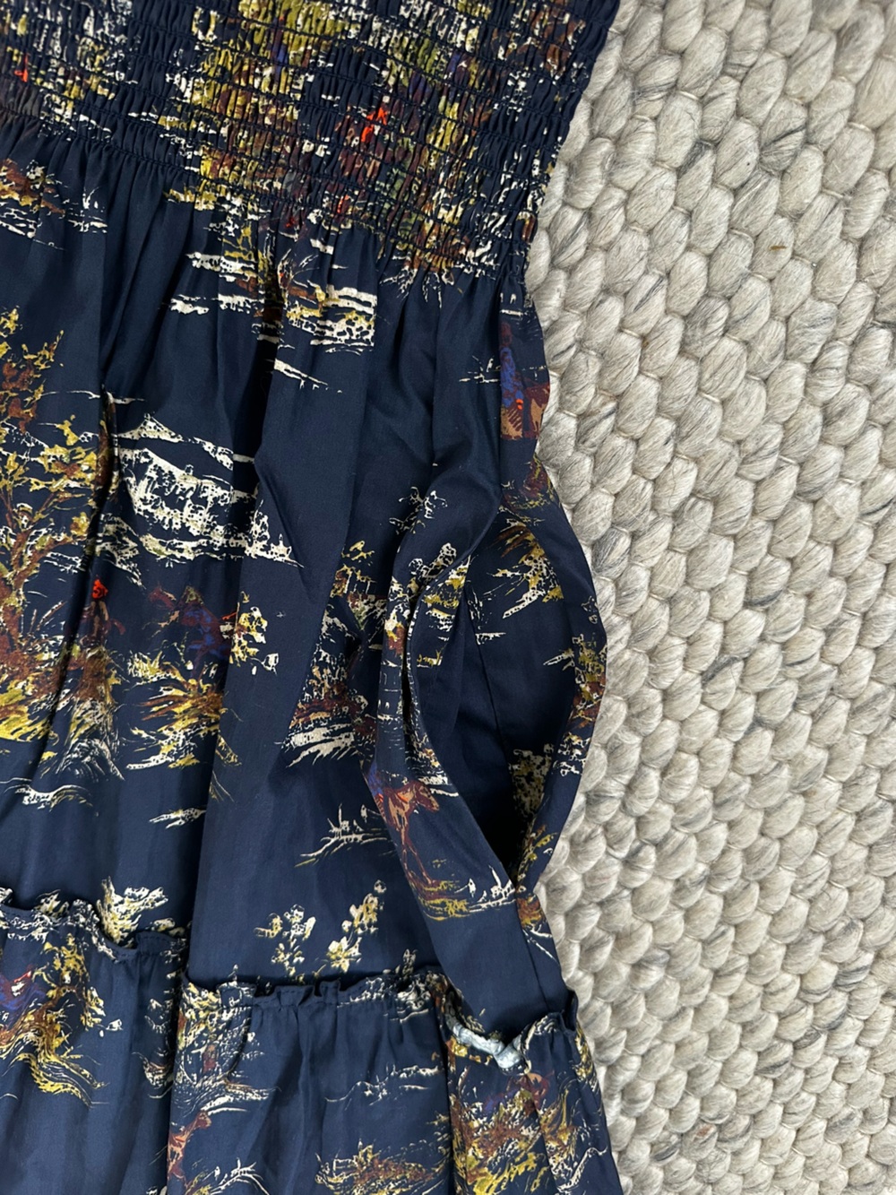 Hill House Navy Pattern Tiered Midi Dress with Smocked Bodice - Picture 7 of 8
